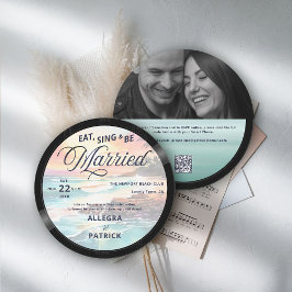 Tropic Beach Music Vinyl All One Foto QR Wedding Einladung