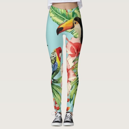 Tropic Bird Toucan Multicolor Parrot Leggings (Vorderseite)