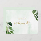 Tropic Green Leaf wird meine Bridesmaid sein Einladungspostkarte (Vorne/Hinten)