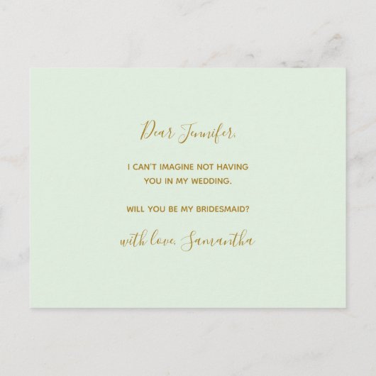 Tropic Green Leaf wird meine Bridesmaid sein Einladungspostkarte (Rückseite)