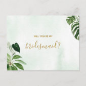 Tropic Green Leaf wird meine Bridesmaid sein Einladungspostkarte (Vorderseite)