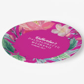 Tropic like its hot pink tropical bachelorette  pappteller (Schrägansicht)