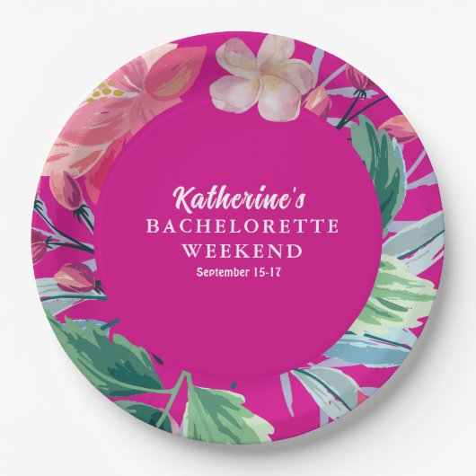 Tropic like its hot pink tropical bachelorette  pappteller (Vorderseite)