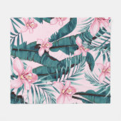 Tropic summer painting seamless pattern with palm fleecedecke (Vorderseite (Horizontal))