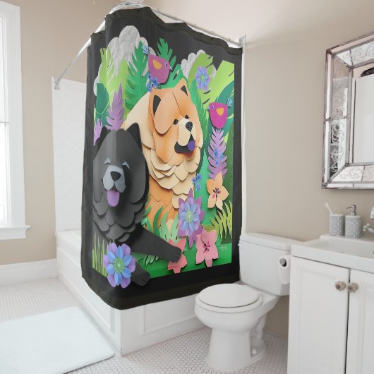 TROPIC TANGO Rote schwarze Choke Duschvorhang (Beispiel)