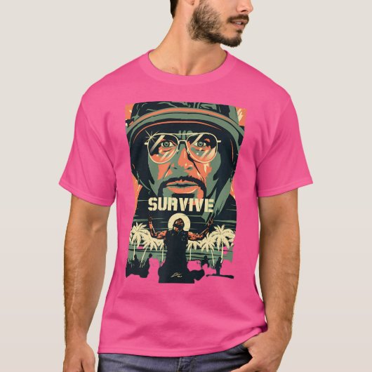 Tropic Thunder Movie Survive Funny T-Shirt (Vorderseite)