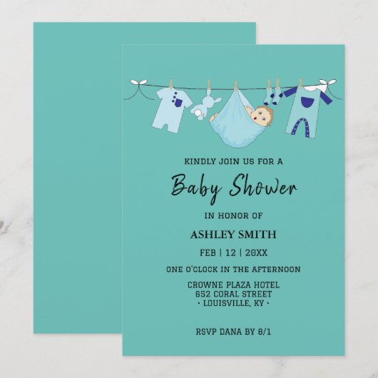 Tropic Tide Baby Dusche Einladung (Vorne/Hinten)