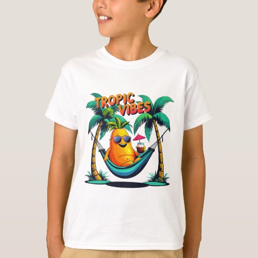 Tropic Vibes: Cool Papaya Lounges in einer Hängema T-Shirt (Vorderseite)