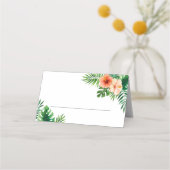 Tropica Grün- und Weiße Blumenhochzeit Platzkarte (Vorderseite)