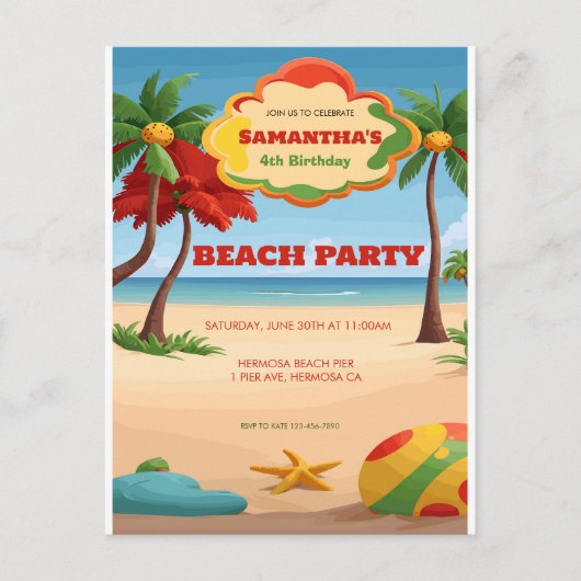 Tropicai Reggae Beach zum Geburtstag Einladung Postkarte (Vorderseite)