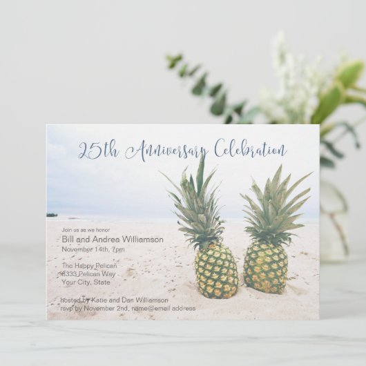 Tropical 25-jähriges Party Einladung (Stehend Vorderseite)
