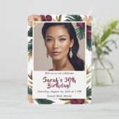 Tropical 30. Geburtstag Einladung mit Foto (Stehend Vorderseite)