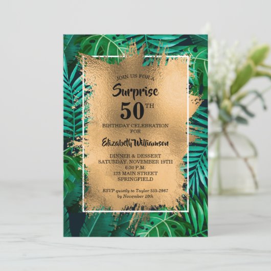 Tropical 50. Geburtstagsparty Einladung (Stehend Vorderseite)