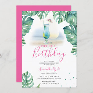 Tropical 50. Geburtstagsparty Einladungen