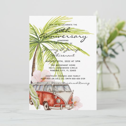 Tropical 50 Jahre Jahreshälfte Einladung zur Hochz (Stehend Vorderseite)