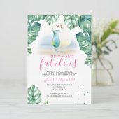 Tropical 50 und fabelhaft 50. Geburtstag Einladung (Stehend Vorderseite)