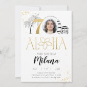 Tropical 70. Geburtstag Gold Einladung mit Foto (Vorderseite)