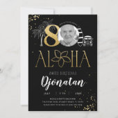 Tropical 80. Geburtstag Gold Einladung mit Foto (Vorderseite)