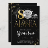 Tropical 80. Geburtstag Gold Einladung mit Foto (Vorne/Hinten)