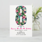 Tropical 88 Achte Geburtstagsparty Einladung (Stehend Vorderseite)