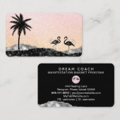 *~* Tropical Agate Crystal Palm Tree Flamingo Visitenkarte (Vorne/Hinten)