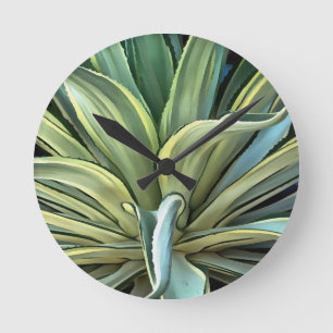 Tropical Agave Art Runde Wanduhr