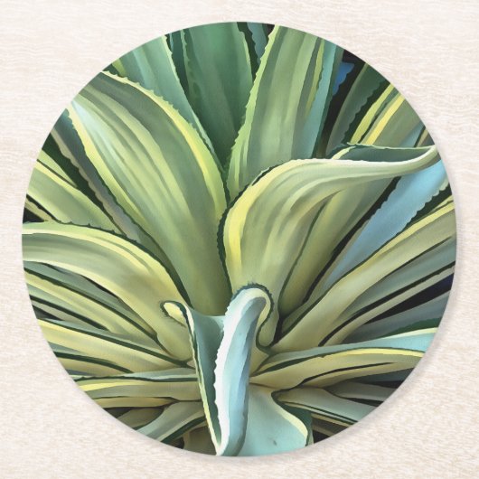 Tropical Agave Art Runder Pappuntersetzer (Vorderseite)