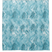 Tropical Aloha Aqua Blue Blätter Duschvorhang (Vorderseite)
