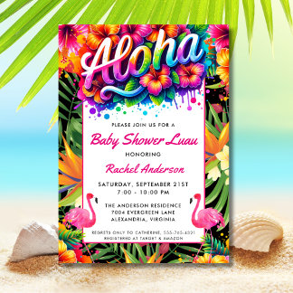 Tropical Aloha Baby Shower Luau Einladung