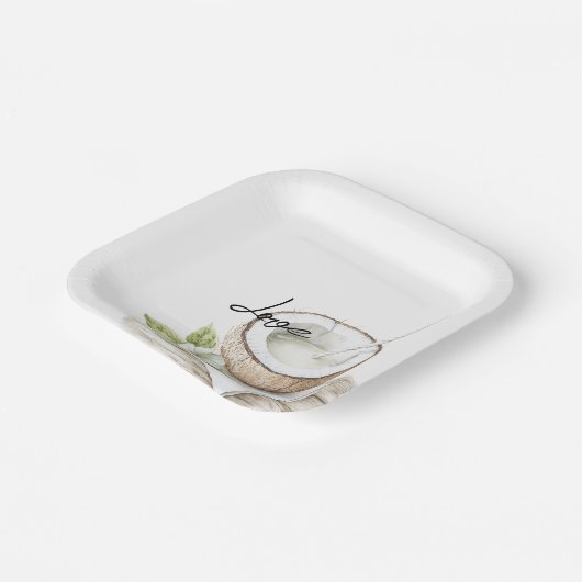 Tropical Aloha Beach Coconut Floral Wedding Pappteller (Gewinkelt)