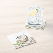 Tropical Aloha Beach Coconut Floral Wedding Rechteckiger Pappuntersetzer (Vor Ort)