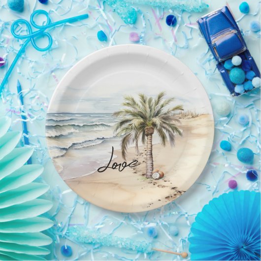 Tropical Aloha Beach Coconuts Palme Tree Pappteller (Party)