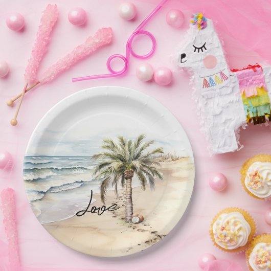 Tropical Aloha Beach Coconuts Palme Tree Pappteller (Party)