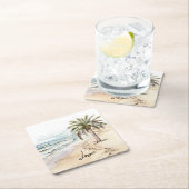Tropical Aloha Beach Coconuts Palme Tree Rechteckiger Pappuntersetzer (Vor Ort)