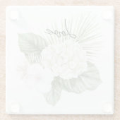Tropical Aloha Beach Hydrangea Blumenhochzeit Glasuntersetzer (Rückseite)