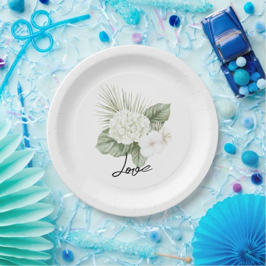 Tropical Aloha Beach Hydrangea Blumenhochzeit Pappteller (Party)
