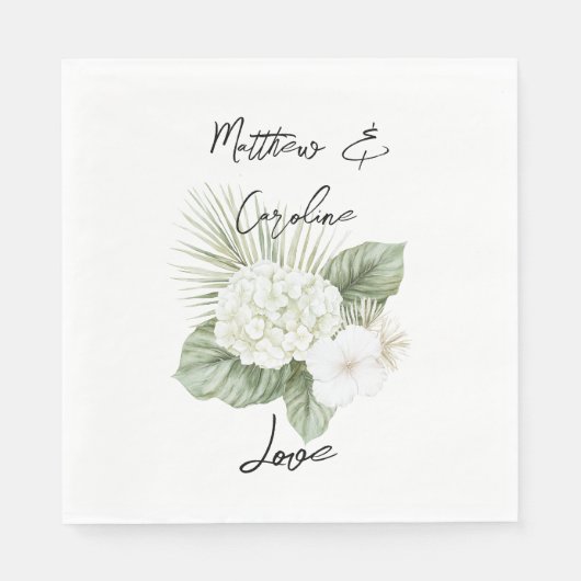 Tropical Aloha Beach Hydrangea Blumenhochzeit Serviette (Vorderseite)