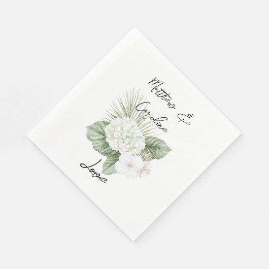 Tropical Aloha Beach Hydrangea Blumenhochzeit Serviette (Ecke)