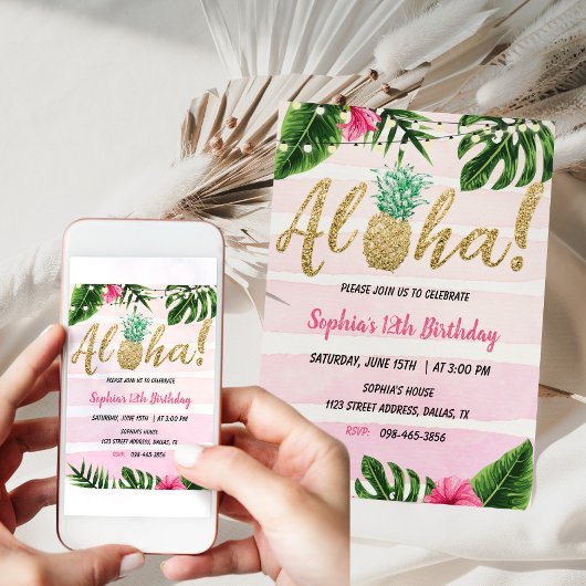 Tropical Aloha Birthday Einladung Hawaiian Einladu