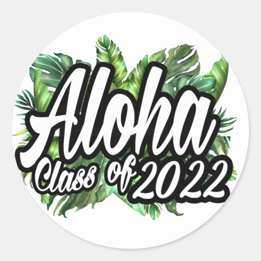 Tropical Aloha Class of 2022 Hawaiian Luau Party Runder Aufkleber (Vorderseite)