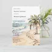 Tropical Aloha Coconuts Palm Tree Brautparty Einladung (Stehend Vorderseite)