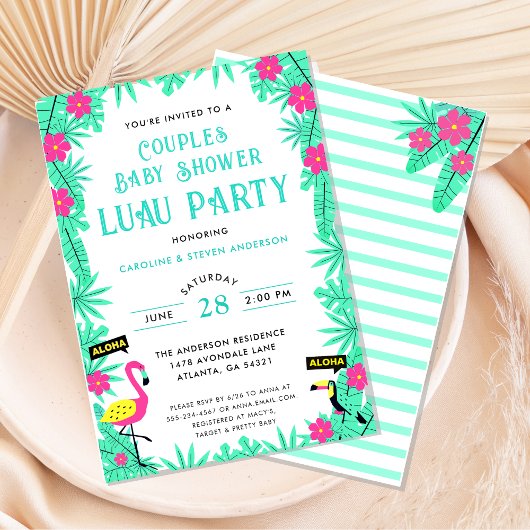 Tropical Aloha Couples Kinderdusche Luau Einladung