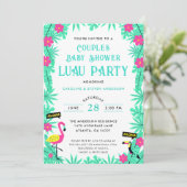 Tropical Aloha Couples Kinderdusche Luau Einladung (Stehend Vorderseite)