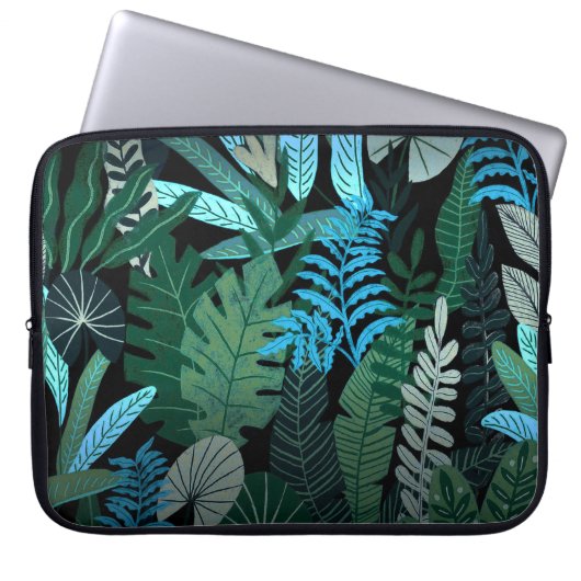 Tropical Aloha Exotic Blue Jungle Pattern Laptopschutzhülle (Vorderseite)