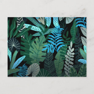 Tropical Aloha Exotic Blue Jungle Pattern Postkarte