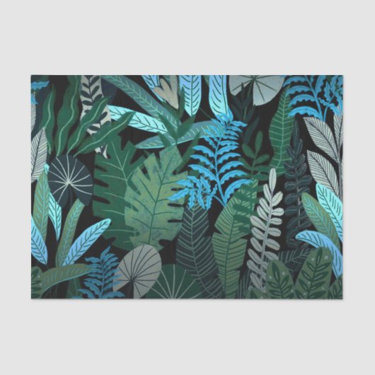 Tropical Aloha Exotic Blue Jungle Pattern Seidenpapier (Vorderseite)
