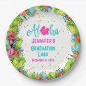 Tropical Aloha Flamingo Abschluss Luau Pappteller (Vorderseite)