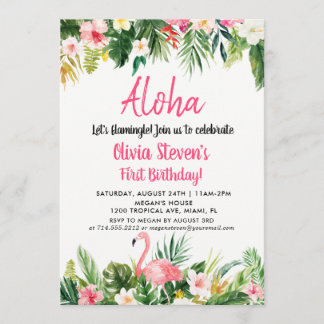 Tropical Aloha Flamingo Einladungs-Karte zum Gebur Einladung