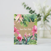 Tropical Aloha Floral Luau Kraft Save the Date Postkarte (Stehend Vorderseite)
