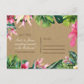 Tropical Aloha Floral Luau Kraft Save the Date Postkarte (Rückseite)
